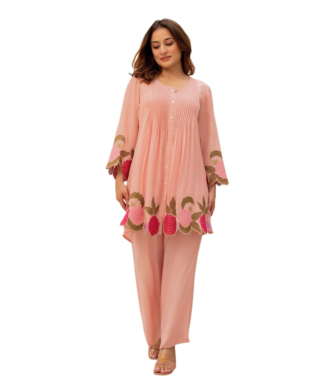 Premium Mul Chanderi With Embroidery Work CORD SET Set.-image-38