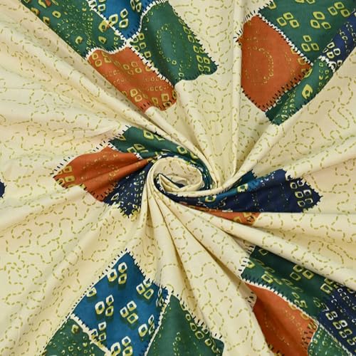 Image of 100% Cotton Single Bedsheet with 1 Pillow Cover | 240 TC Pure Cotton Flat Bed Sheet | Traditional Jaipuri Printed Bedding Set | Soft & Breathable | 60 x 90 Inch (Rangmahal Single 72)