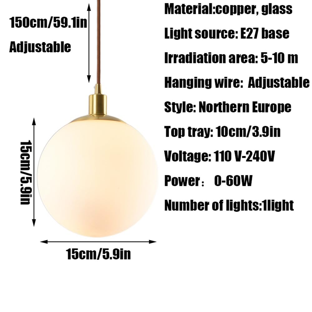 Lámpara Colgante empotrada con portalámparas E27, portalámparas de Metal, Pantalla de Cristal, luminarias de Estilo Creativo, lámpara Colgante para hoteles, restaurantes y cafeterías.