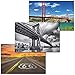 GREAT ART Juego de 3 carteles XXL – Lugares de interés en América – Ruta 66 Golden Gate Puente de Manhattan Puente de la autopista Decoración Póster cada uno 140 x 100 cm