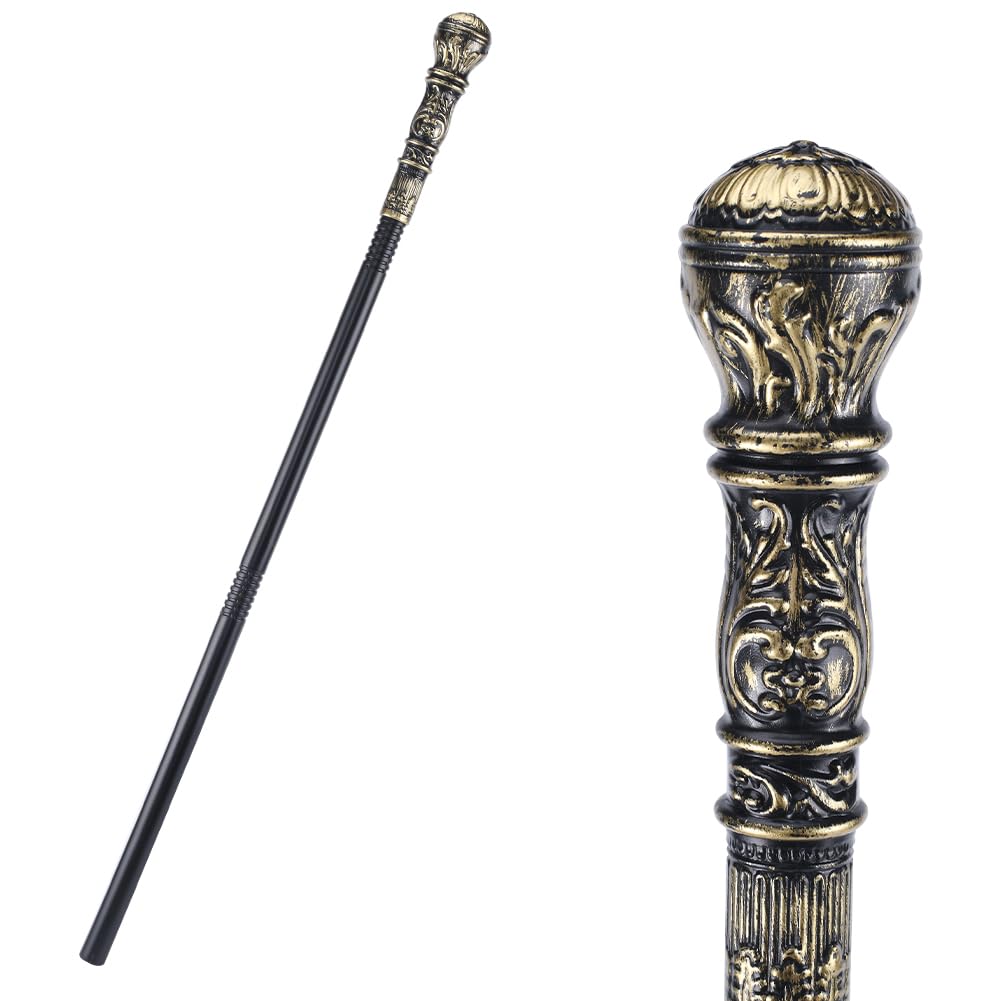 GORGECRAFT Antique Cane Vintage Walking Stick Halloween Party Decorative Cosplay Costume Cane Brass Handle Knob Costume Accessories for Halloween Party Supplies Dress Prop Support Adults-image-28