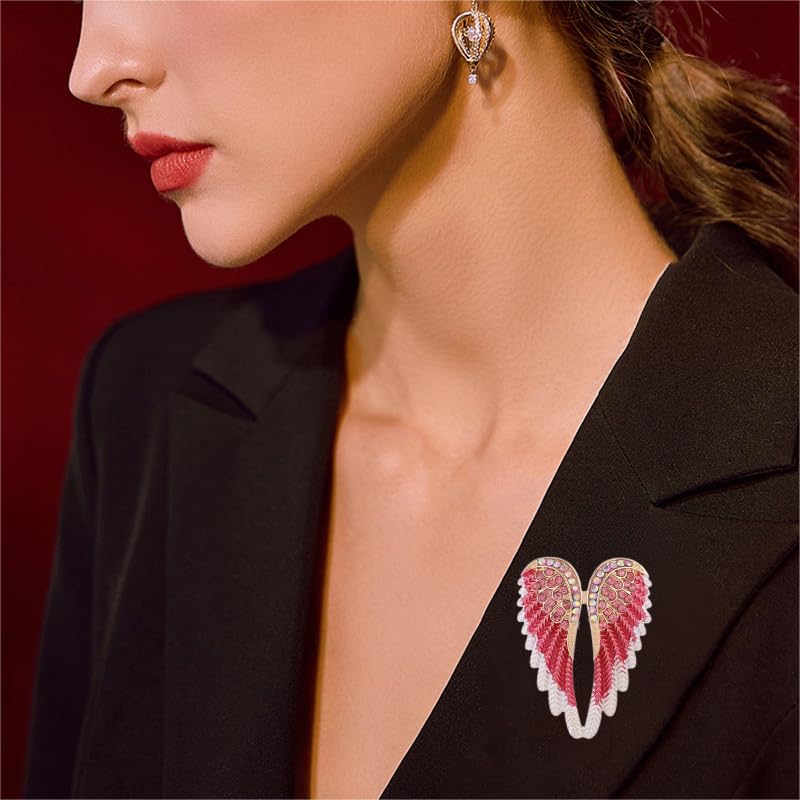 Image of Brooch Pins for Women Men Fashion Angel Wings Large Brooch Lapel Pin Scarf Buckle Pin Crystal Brooch Wedding Prom Dresses Clothing Accessories Jewelry