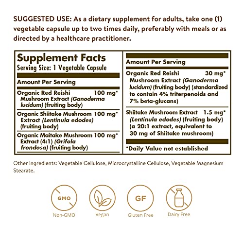 Solgar Multi-Mushroom Complex, 50 Vegetable Capsules - Non-GMO, Vegan - image 2