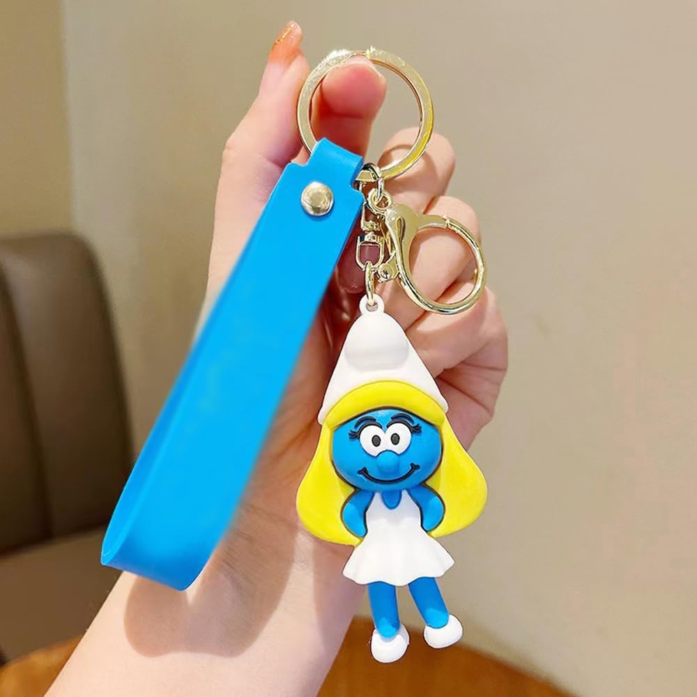 Penny Wise® Cute Smurs 3D Keychain | Keyring & Quirky Bag Charm | Hard Silicone,Unbrekable | Travel Essential | Kids Friendly | Comes With Strap & Bag Hook | Single Piece.
