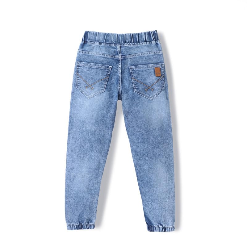 Image of chopper club Boys (6-15 Yrs) Jeans Slim Fit in Cotton Denim with Smart Color Block Patch or Knee Patch