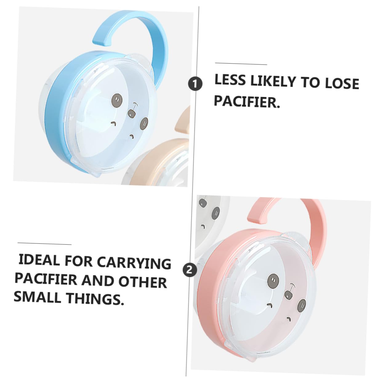 ERINGOGO 3Pcs Portable Storage Box Transparent Pacifier Holder for Includes Blue Pink and Apricot Cases for Safe Pacifier Organization and Travel