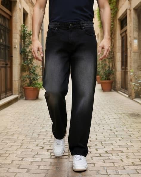 Image of M Q Denim Men Loose Fit Denim Jeans | Whisker Spray | Mid Rise & Pure Cotton | Daily Casual Wear
