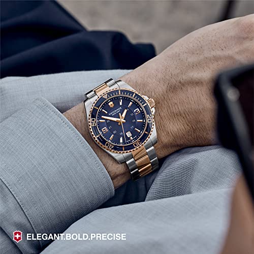 Victorinox Swiss Made Maverick, 43Mm, Blue Dial, Stainless Steel Bicolour Men Analog Watch (241950), Silver Band - Image 6