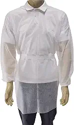 Avental TNT Descartável Manga Longa - Gramatura 20 - Pacote 10 Unidades - Tamanho M - Capote Jaleco Odonto Hospitalar Branco