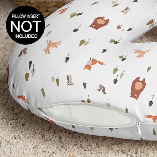Image of Sweet Jojo Designs Baby Nursing Pillow Cover (Woodland Animals) for Girls & Boys, Infant /Newborn Nursery, Bottle Breastfeeding Slipcover, Breast Feeding Pillowcase-Pillow NOT Included (Forest Friends)