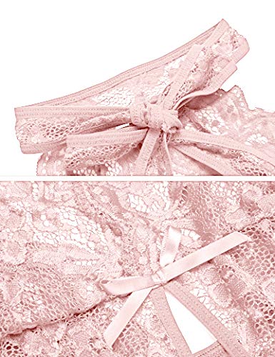 Ababoon Women One Piece Lingerie Lace Sexy Baby Dolls Teddy Sleepwear: Rose 4X-Large