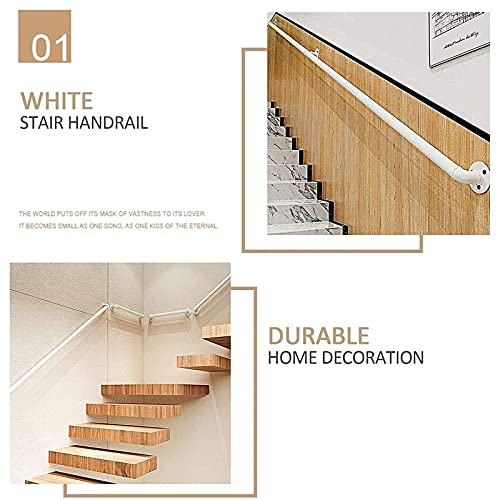 Rampe d'escalier en métal blanc pour support de montage mural - 4