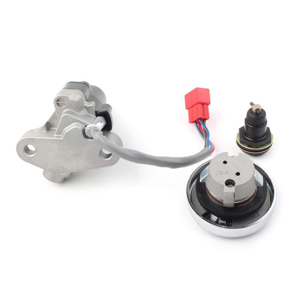 FSFY Motorcycle Gas Tank Cover Cap Switch Seat Lock with Keys Set for Yamaha XVS1100 V-Star Drag Star 1999-2011, Chrome
