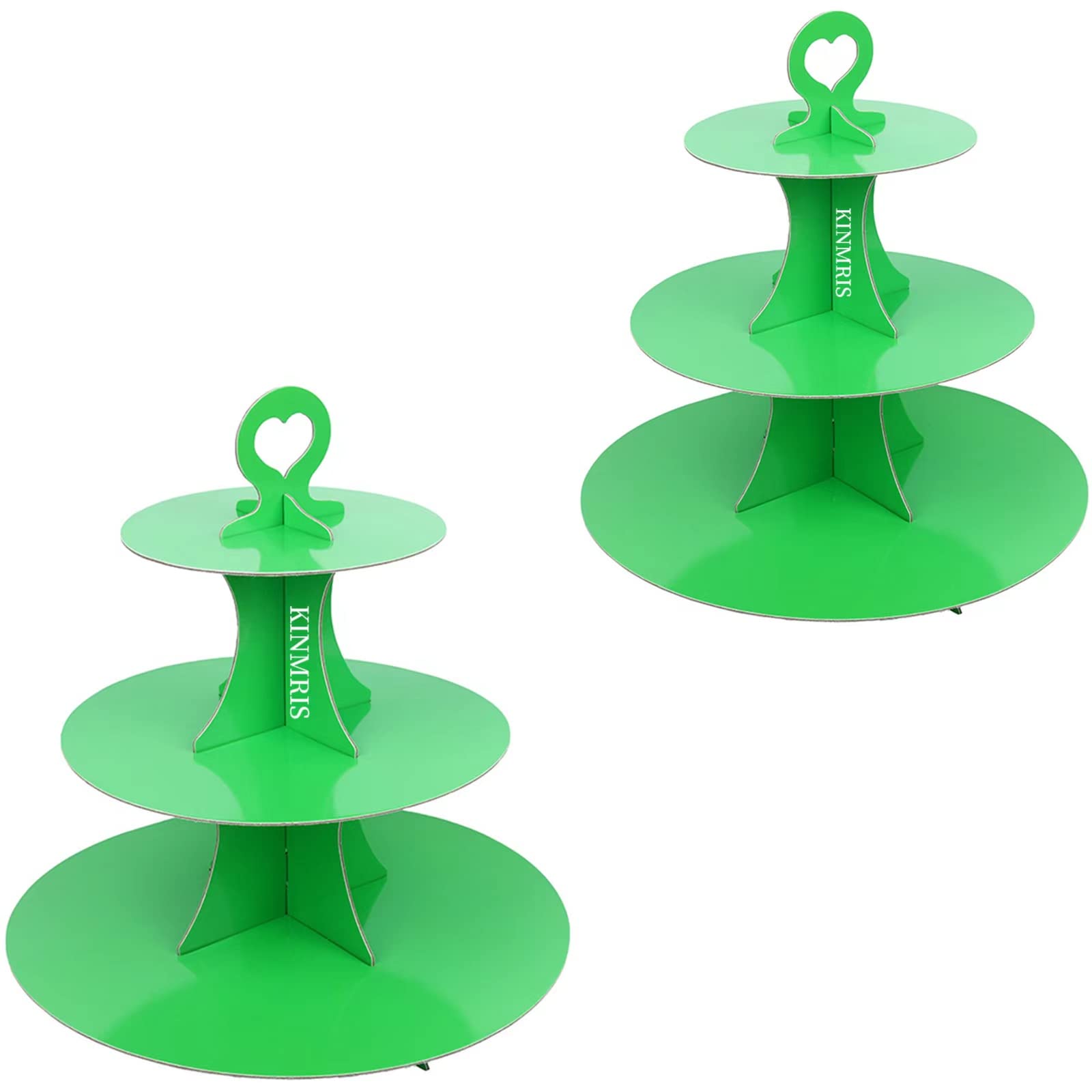 KINMRIS 2 Pack Cupcake Stand 3-Tier Rounded Edge Cake Stand, Cardboard Cake Stand, Birthday Party SUPPLIES TIER 3 Tier (F-Green)