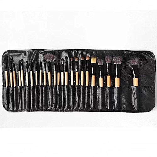 Maysky 24-Piece Makeup Brush Set with Synthetic Hair and Wooden Handle, Sandle Wood