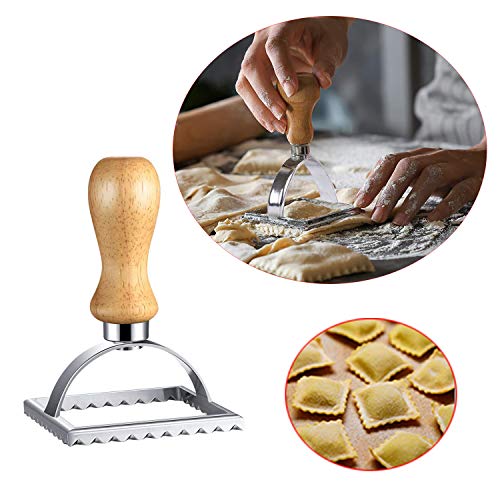 MGGi 5 Set Ravioli Stamp Cutter,Large Round,Small Round,Square,Heart Shape Ravioli Maker & Dough Wheel Cutter,Metal Pasta Stamp Press Mold - for Ravioli,Pasta,Dumplings Lasagna,Pierogi,Wonton,Pastry