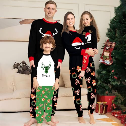 Family Christmas Pajamas Matching Sets - Personalized PJs With Name4