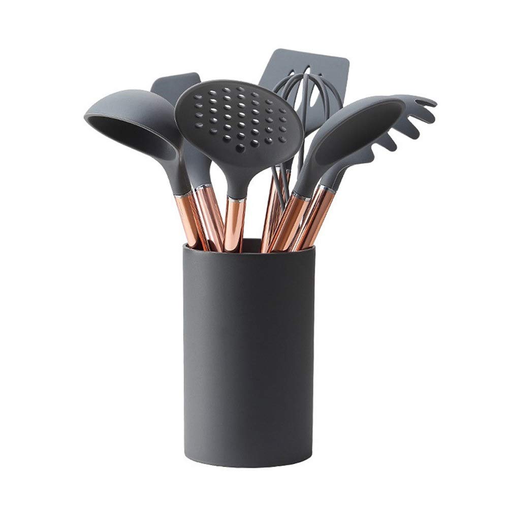 IUokLU 7-Piece Silicone Kitchen Utensil Set with Non-Stick Cookware Handles