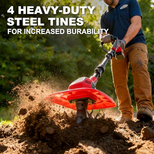 image for GELIDALITE Cordless Tiller Cultivator 9-Inch Width 7-Inch Depth, Compa