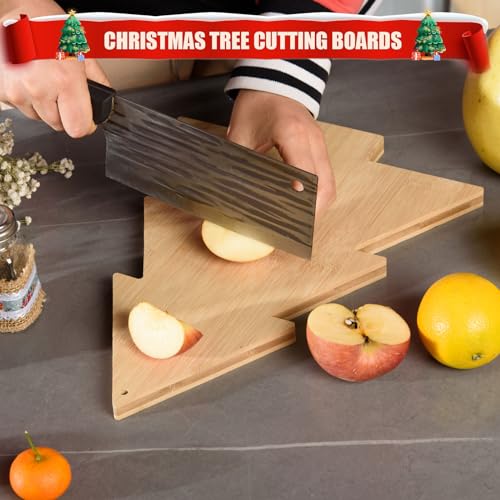 Tabla de Cortar de Bambú con Forma de Árbol de Navidad, Tabla Decorativa para Quesos y Embutidos, Ideal como Regalo para la Navidad o para una Fiesta de Inauguración de Hogar miniatura 4