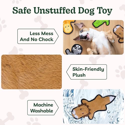Image of SHARLOVY No Stuffing Dog Toys Crinkle Squeaky, Long Lasting Chews for Aggressive, Durable Plush Dog Puppy Chew Toys for Teething, with 6 Tough Layers for Small Medium Large Breed-3 Pack,Small