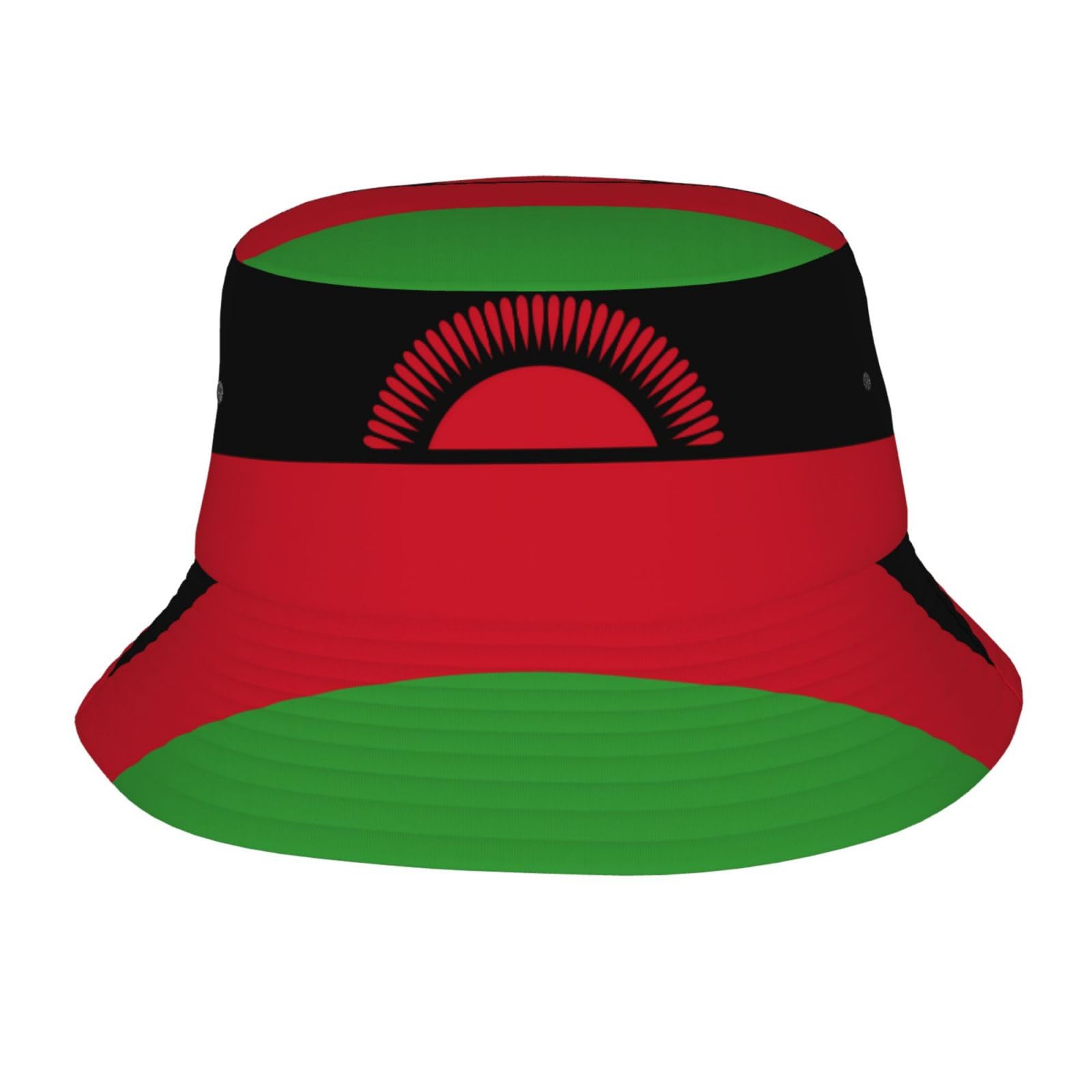 Wbqlsl Unisex Black Bucket Hat, Flag Of Malawi Sun Visor Bucket Hat, Suitable For Gardening, Beach, Camping, Fishing To Protect Eyes And Skin