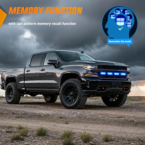 Image of Nilight 4PCS 24LED Blue Strobe Light 12V /24V Grille Surface Mount | Hazard Safety Warning Light with Sync Feature for Car Truck Camper Side Marker Aluminum Alloy Base Emergency Lights