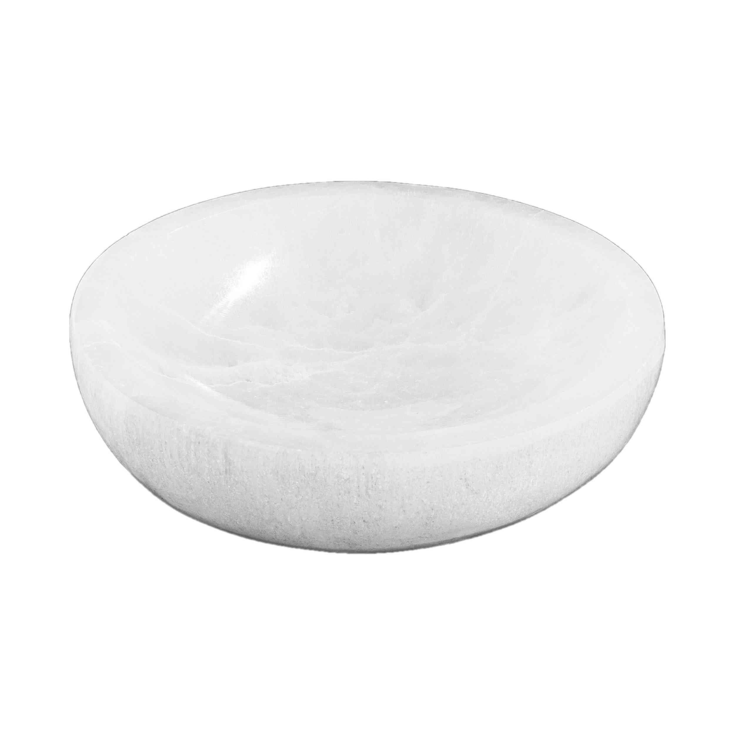 NKlaus Ciotola di selenite 14 x 4 cm – Ciotola di ricarica naturale per pietre preziose, gioielli e cristalli, ideale per la pulizia dell'energia e decorazione spirituale