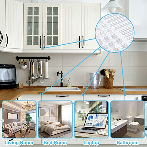 Cabinet Door Bumpers, 61 Piece Premium Clear Soft Rubber Bumper Pads, Strong Self-Adhesive Multi-Shape Suitable For Different Furniture Sound Dampening Buffer Pads (1 Pack 4 Sizes, Clear) #TOP3