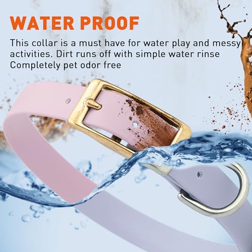 Image of Viper Biothane Heavy Duty Waterproof Dog Collar Strong Coated Nylon Webbing w /Solid Brass Hardware Odor-Proof for Easy Care to Clean High Performance Fits Small Medium or Large Dogs, Pastel Purple