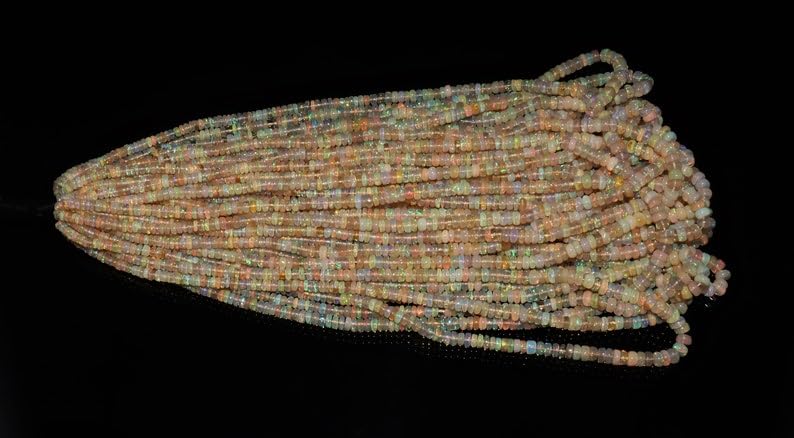 Opale éthiopienne naturelle en perles rondes lisses 3.5-5mm pour réparer et créer vos colliers
