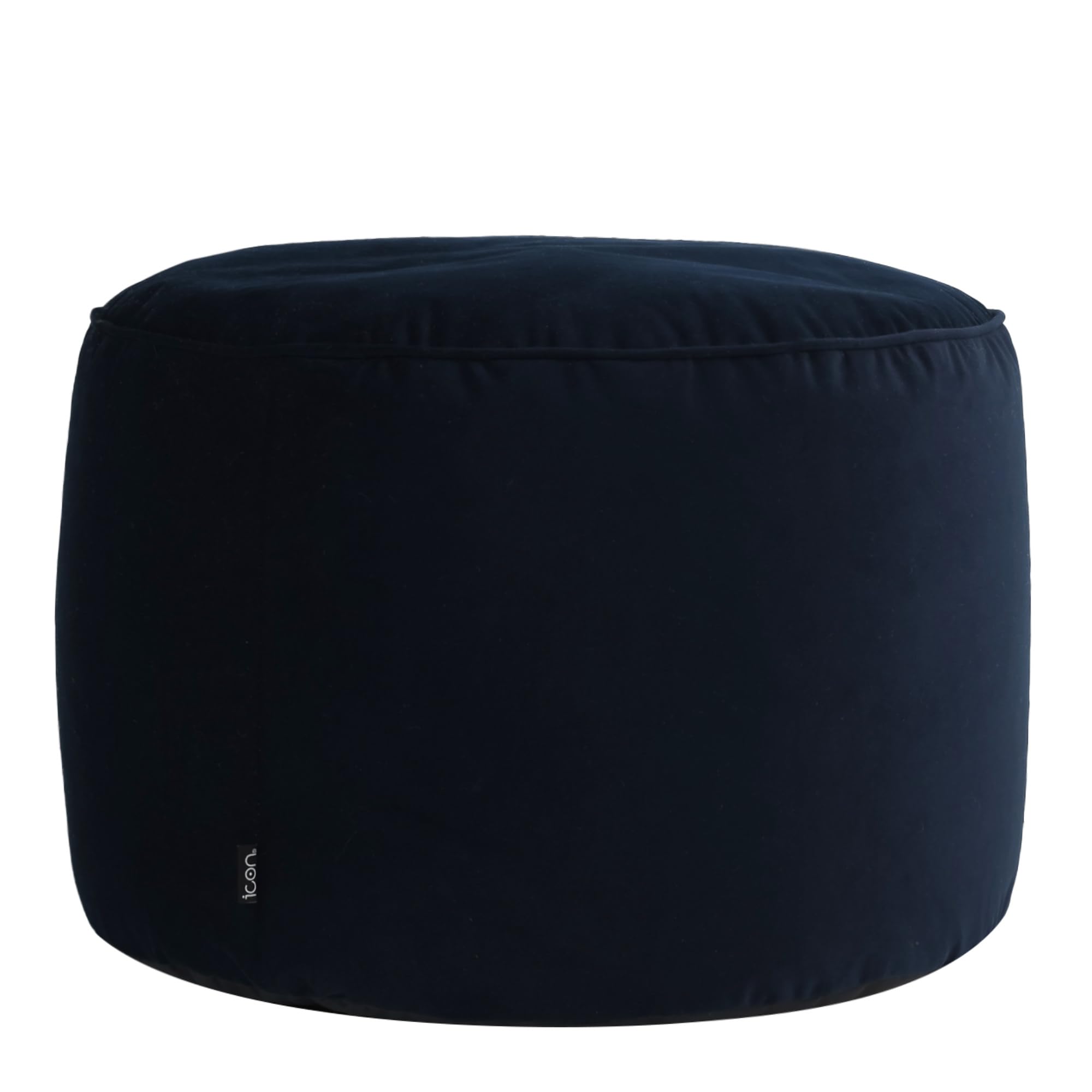 icon Milano Velvet Bean Bag Pouffe, Midnight Blue, Large Pouffe Footstool with Filling Included, Footrest, Bedroom, Living Room, Living Room Furniture