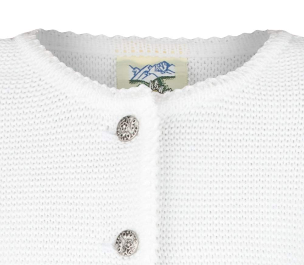 Isar-Trachten Strickjacke Amy für Mädchen 47068 - Weiß | Kinder Mode für Hochzeit Kommunion Taufe