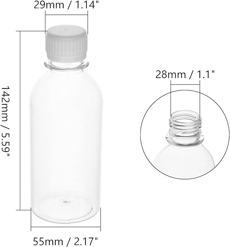 Miniatura 3 de Aicosineg 5 botellas de plástico de 6.8 fl oz de reactivo químico de laboratorio, botellas de almacenamiento de boca pequeña de 6.76 onzas,