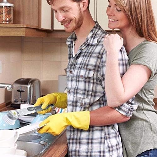 Image of Kitchen Dish Bowl Cleaning Decontamination Long Handle Cleaning Wok Brush Scrubber with Extra 1Refill | Dish Wand Brush Set || Liquid Soap Dispenser Tool || Dish Bowl Washing Sponge