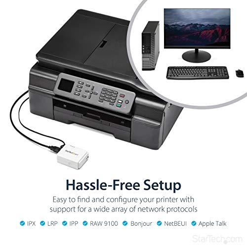 Image of StarTech 1-Port Wireless N Network USB 2.0 Print Server, TAA (PM1115UW) | 10 /100Mbps Ethernet USB Printer Server Adapter, Windows 10, 802.11 b /g /n