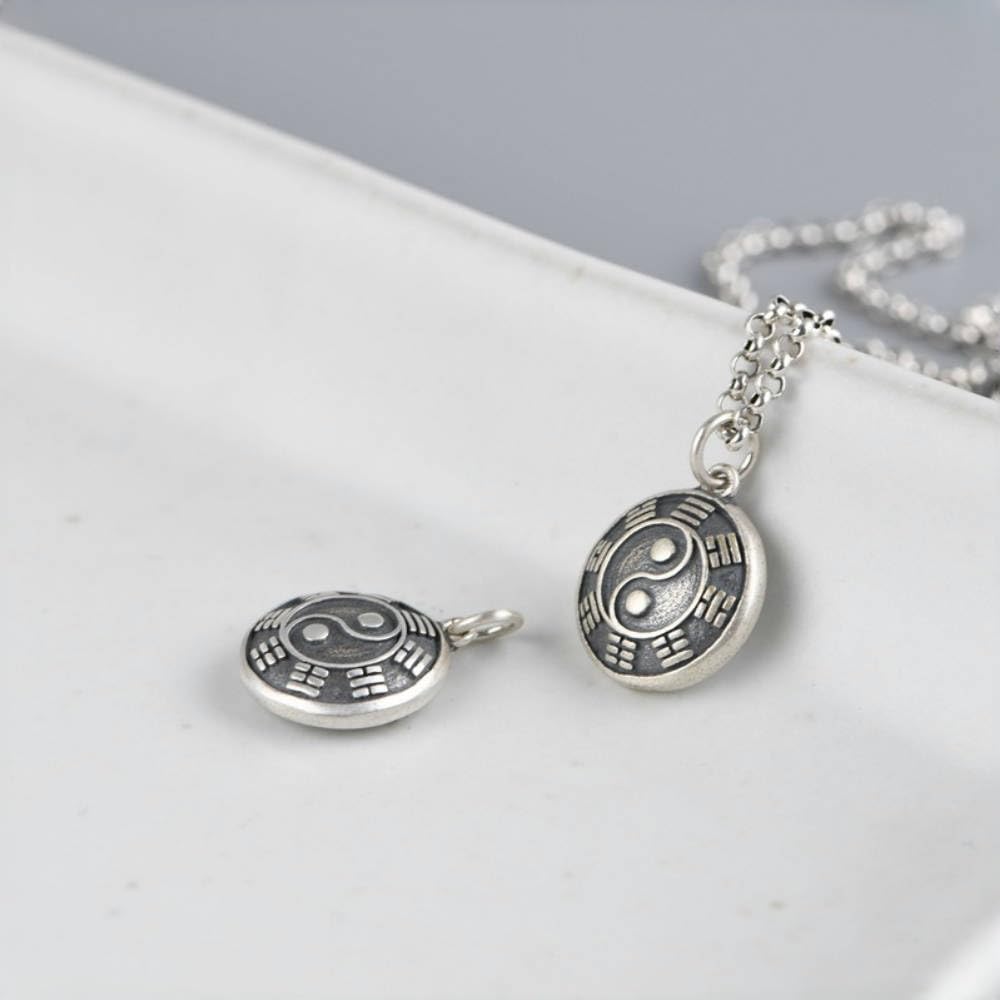 ForFox Collana con Ciondolo Yin Yang Tai Chi Cinese Piccolo in Argento Sterling 925 per Donna,Catena 50cm