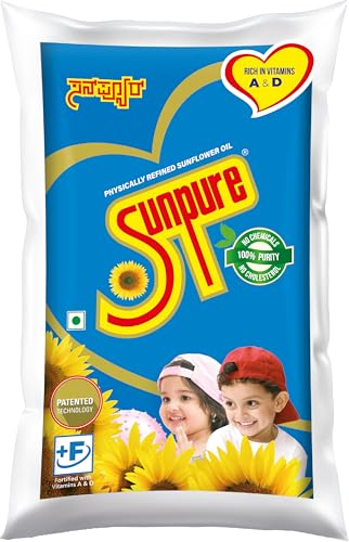 Image of Sunpure Physically Refined Sunflower Oil 1 Litre | Healthiest Cooking Oil | Edible Cooking Oil