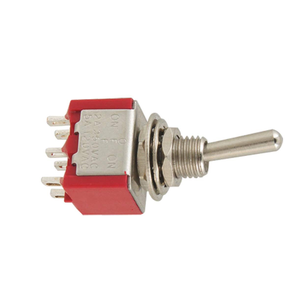 Aexit Electrical 3 Toggle Switches Positions ON Off ON DPDT Toggle Switch Red DPDT Toggle Switches Silver Tone