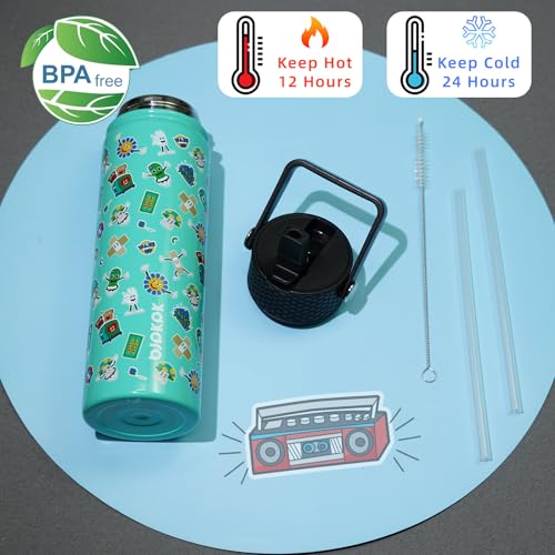 Image of BJPKPK Insulated Water Bottle, 22oz Stainless Steel with Straw Lid
