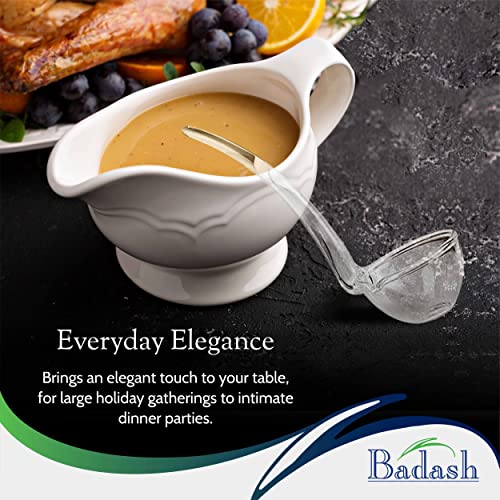 Badash Crystal Gravy Serving Ladle - 6" Long Mouth-Blown Lead-Free Clear Glass Punch Ladle - Elegant Small Spoon-Sized Serving Utensil - Glass Gravy Ladle For Sauce & Salad Dressing #TOP4
