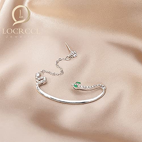 Locrccl Silver Snake Zircon Ear Cuff Cartilage Tassel Ear Cuff Chain Earrings Piercing Cartilage Ear Cuff Cz Clip Wrap Around Earring For Women Valentine's Day Mother's Day Gift (A) #TOP2
