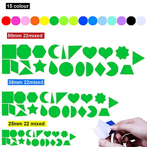 Winlyn WINLYN-2020-GEOMETRY-FOAM-STICKER 1035 Pcs 15 Colors 3 Sizes 22 Shape Bulk Foam Stickers Self-Adhesive Foam Geometry Shapes Stickers Assortment Craft Supplies For Kids Classroom Art Crafts Projects Collages Mosaics Math Activities thumb #3