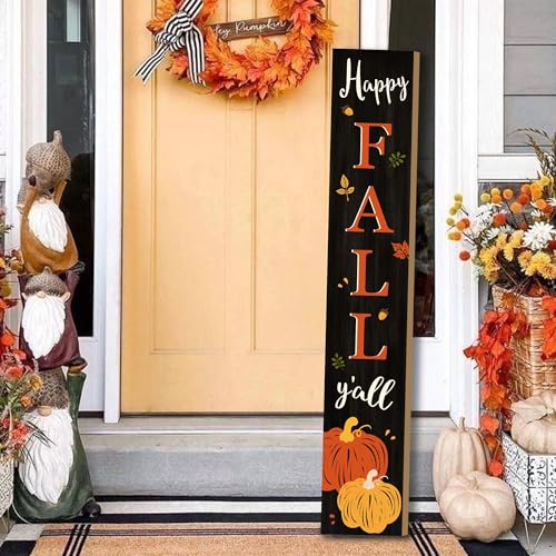 Happy Fall Y'all Welcome Porch Sign Decor Autumn Pumpkin Wooden...