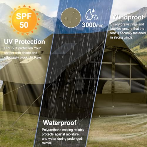 Image of Inflatable Camping Tent,2 /4 /6 /8 Person Glamping Inflatable Tents with Awning, Quick Setup Blow Up Tents with Pump, Waterproof Oxford Inflatable House for Camping, Air Glamping Hot Tents for Adult