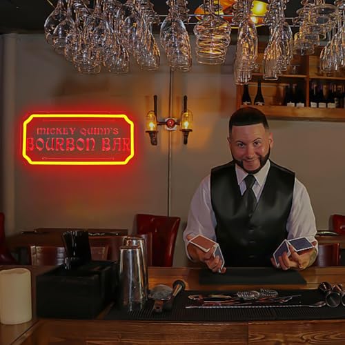 Image of Mikey Quinn's Pub Neon Sign Bouron Bar Neon Sign 3D Art Carving Design LED Neon Light for Wall Decoration, Cocktail Old Fashioned Home Bar Accessories Decor