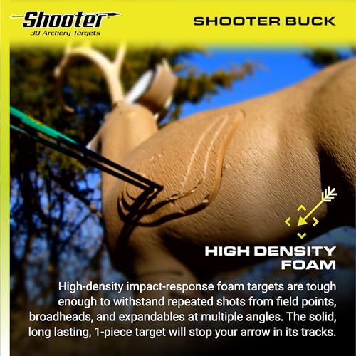 Image of SHOOTER Buck 3D Archery Target, Replaceable Insert for Long Life, Weather-Resistant Construction, High-Density Impact-Response Foam Withstands Field Points, Broadheads, and Expandables