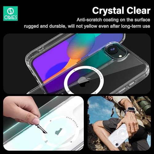 Image of ONES Magnetic Case for iPhone 16e /17e Compatible with Magsafe, Slim Clear Shockproof Cover, [PC + TPU Hybrid] Anti-Yellowing & Anti-Fingerprint iPhone 16e /17e Transparent Case