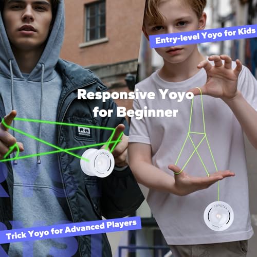 Image of MAGICYOYO K2 Crystal Yoyo for Kids 8-12 & Beginners, Durable Plastic Responsive Yoyo Professional with Finger Spin Function, Includes 12 Yo-yo Strings, Yo yo Glove & Bag (Pure White)
