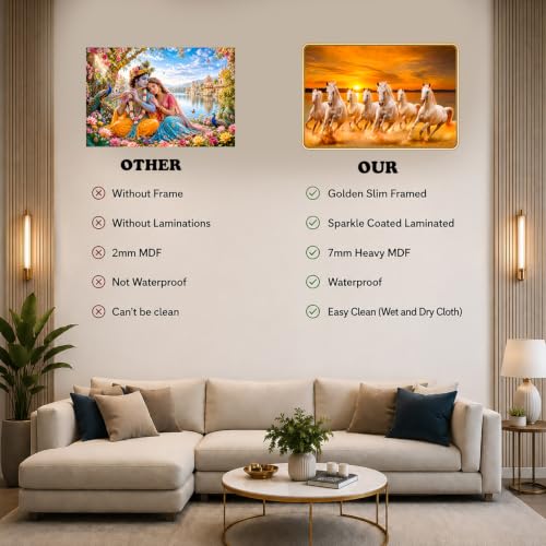 Image of 7 Running Horses Vastu Photo Frame, 16x24 Inch